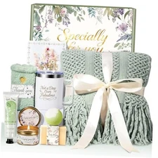 Birthday Gifts for Women Spa Gift Basket with Luxurious Blanket, Mom Christmas 