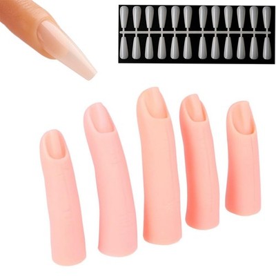 5 Pcs Silicone Practice Fingers for Acrylic Nails with 240 False Nail Tips Na...