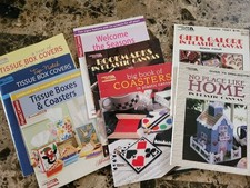 Plastic Canvas Patterns Pattern Book Decor Tissue Boxes  Coasters Etc Lot of 8