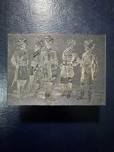 Rare Antique Engraved Wooden Printing Block Solders