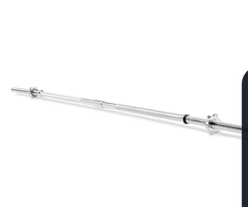 Silver Standard Metal Straight Barbell Bar w/ Threaded Ends, No Plates, 1 Pc