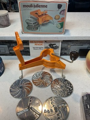 Vintage 1970 s Moulinex Mouli Julienne #445 Rotary Food Processor 5 Discs EUC