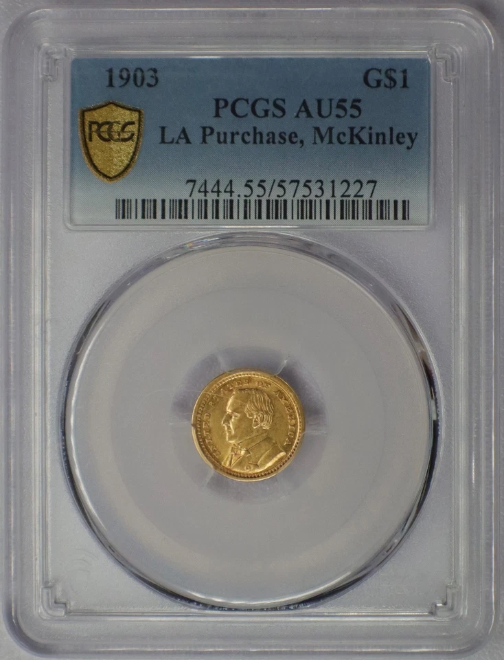 1903 McKinley Louisiana Purchase Commemorative Gold Dollar - PCGS AU 55 - Image 3 of 4