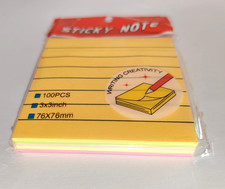 Ruled Sticky Notes 3x3 Inch Multi Color 100 Sheets/Pad Ideal For Office and Home