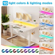 Casacomoda 55 Inch U-Shaped Electric Standing Desk w/ Power Outlets  LED Lights