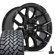 Defiant Df18a 20x9 Black Rims 27555r20 At Tires Tpms Set 6x139.7 18et