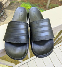 adidas Men’s Black Slide Sandals US 10 Synthetic Upper Slip-On Logo