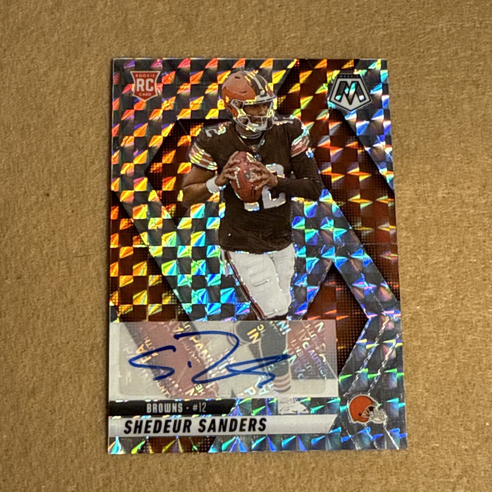 2025 Panini Mosaic Shedeur Sanders Rookie Auto #302 RC Cleveland Browns