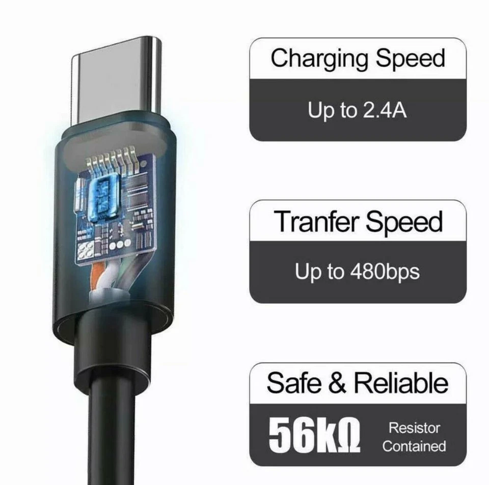 4Pack 3 & 6Ft Samsung USB Cable Type C Fast Charger For Galaxy S8 S9 S10 Plus BK - Image 3 of 4