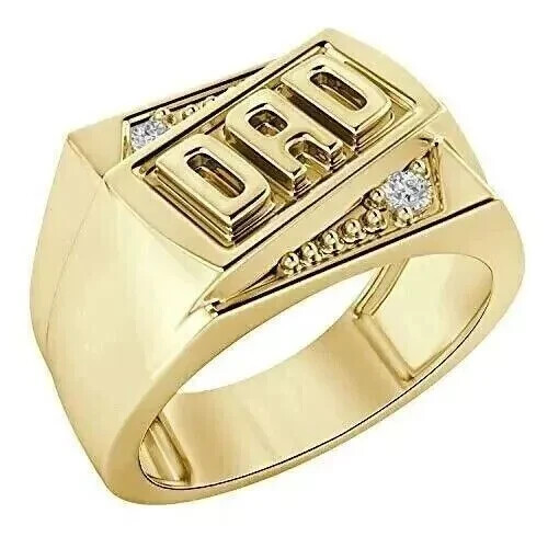 Anello Uomo DAD 1,8Ct Rotondo Creato in Laboratorio Diamante Finitura Oro 14K Regalo Anniversario - Foto 1 di 6