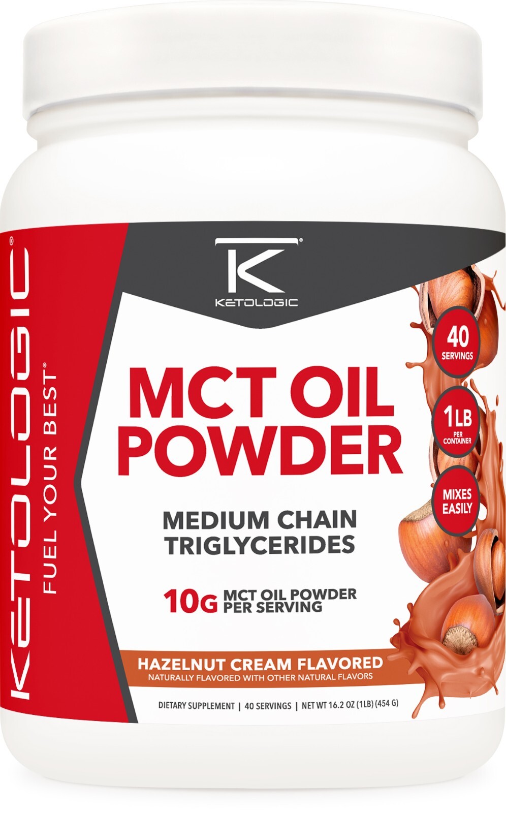 Ketologic MCT Oil Powder 1 фунт ореховый крем 40 порций 5690₽