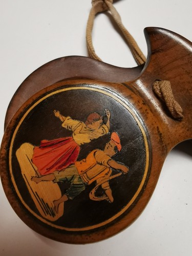Antike Kastagnetten aus Olivenholz mit Intarsien - Bild 3 von 4