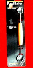 Aronson Double Sided Melon Baller Food Scoop Chrome with Wood Handle