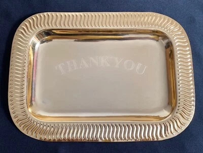 Gold Finish Thank You Tip Tray Bill Plate Presenter Table Service Restaurants