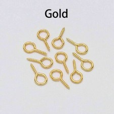 20 pcs Gold Mini Eye Pins Hooks Eyelets Screw Threaded -9mm x 5mm