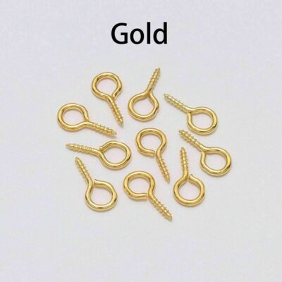 20 pcs Gold Mini Eye Pins Hooks Eyelets Screw Threaded -9mm x 5mm