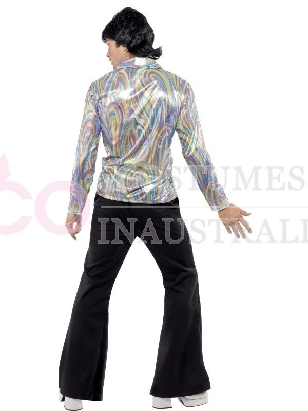 Fantasia hippie anos 1960 anos 70 discoteca dançarina masculina retrô hippie década de 1960 década de 1970 vestido extravagante - Imagem 2 de 4