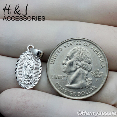 MEN WOMEN 925 STERLING SILVER SMALL PLAIN VIRGIN MARY CHARM PENDANT ...