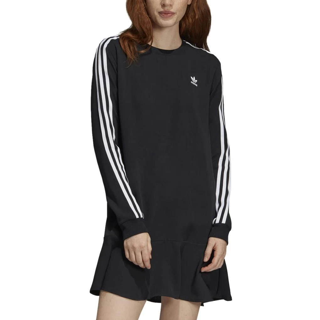 adidas Originals Women s Tulle Three Stripe Long Sleeve Dress