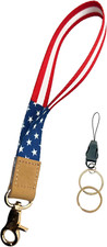 Women's Keychain Wristlet Lanyard for Keys and ID Badges Flag Design 