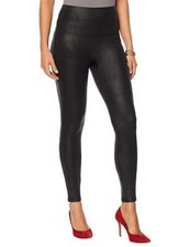 DG2 Diane Gilman Coated Leggings Womens M Black Pebbled Slimming NEW