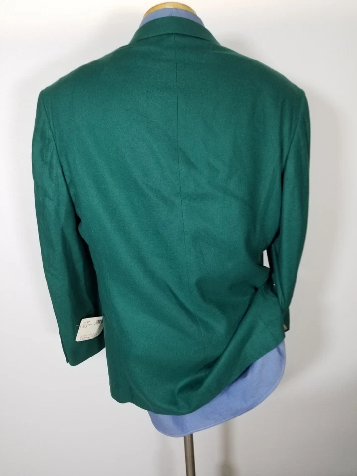 Chaqueta Blazer Abrigo Deportivo Vintage NUEVO CON ETIQUETAS 43R Ocsar DLR Pura Seda Verde Lúpulo Foto 4 de 4