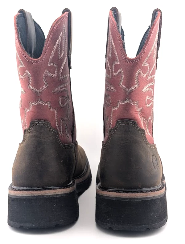 Botas de trabajo de vaquera Hytest para mujer talla 6,5 de seguridad con puntera de acero marrón/rojo K17122 Foto 4 de 4