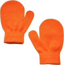 BIUXIAOBAI Baby Boys and Girls Solid Warm Knitted Mittens No Scratch Orange
