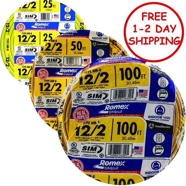 Southwire 25 feet 12//2 with ground Romex SIMpull residential indoor Type NM-B