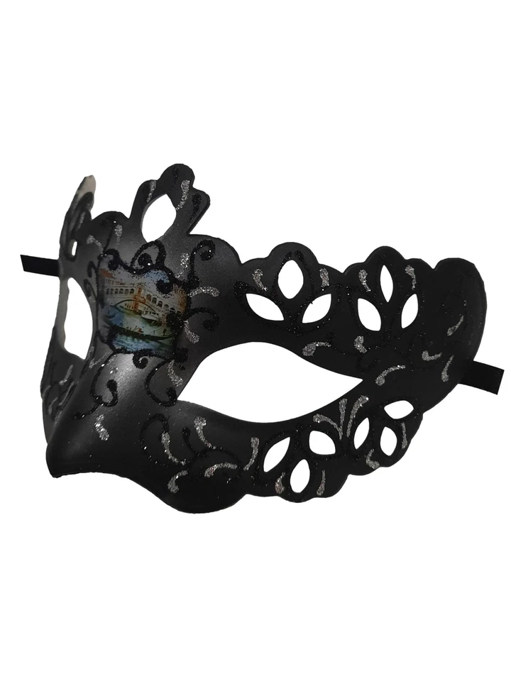 Black Silver Crown Prince Mardi Gras Masquerade Prom Mask - Image 3 of 4
