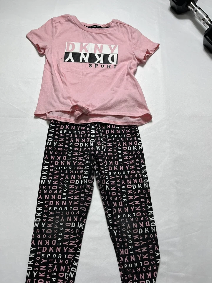 DKNY Sport T-Shirts and Legging 2-Piece Set Pink&black Size 5 #B-941 - Image 3 of 4