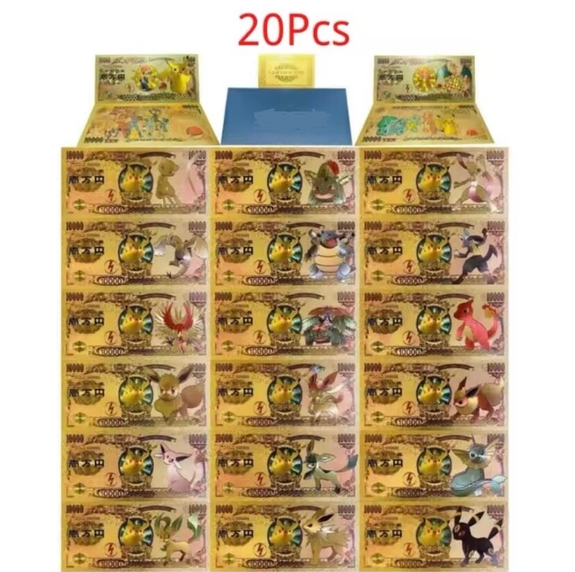 Différents lots de Billets Pokémon manga dessin animé gold card 20p 16p ou unité