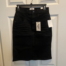 Jordache Women's Black Denim High Rise Pockets Stretch Skirt NWT