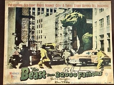 The Beast From 20,000 Fathoms Framed Lobby Card Autograph By Harryhousen & Tobey