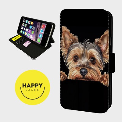 YORKSIRE TERRIER WELPE HUND - Kunstleder Klapp Handy Hülle Cover - iPhone/Samsung
