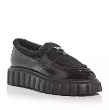 $350 VOILE BLANCHE Grenelle Mok Shearling Low Wedge Loafers 39 (TD26)