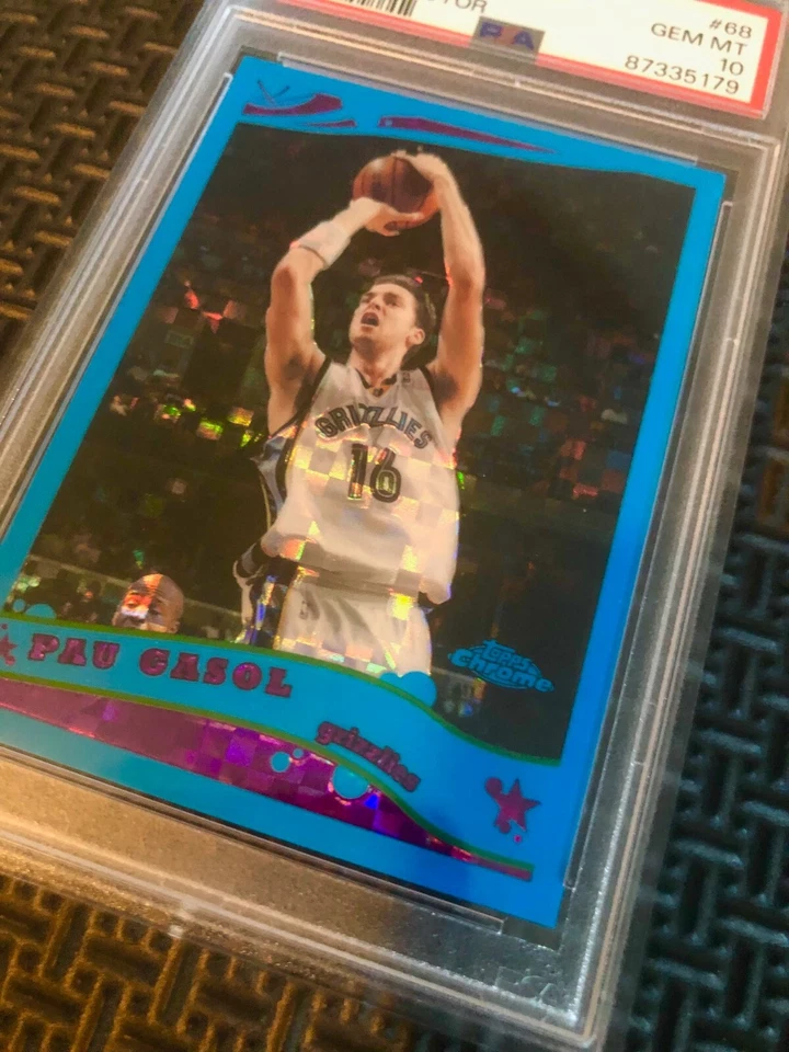 2005 Topps Chrome Pau Gasol #68 Blue XFractor Ser# /90 PSA 10 GM HOF 🔥📈 POP 2 - Image 2 of 4
