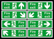 FIRE EXIT DIRECTIONAL ARROW sign or sticker 300mm x 100mm door emergency safety