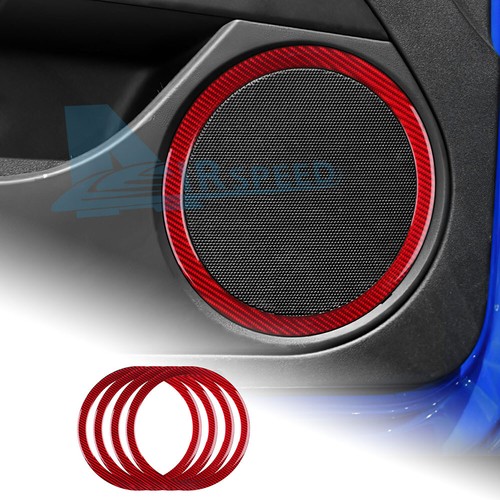 Red Audio Control Sticker Red Carbon Fiber Door Speaker Audio Ring Cover Trim Sticker For Seat ...