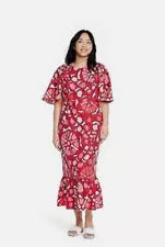 Rhode x Target Women's Linen Blend Zinnia Floral Print Bell Sleeve Midi Dress 10