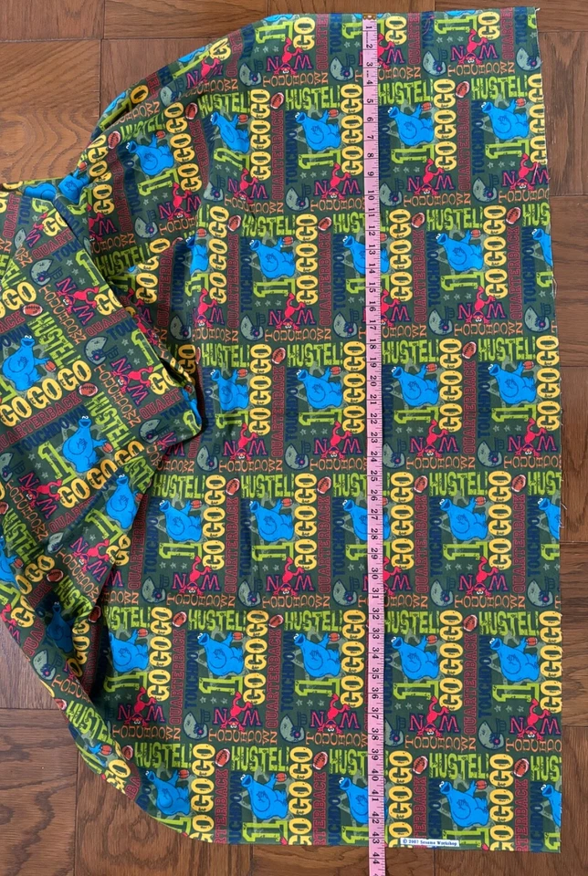 Sesame Workshop 2007 Fabric 1.5 Yards Cookie Monster Elmo Football Flannel - Image 3 of 4