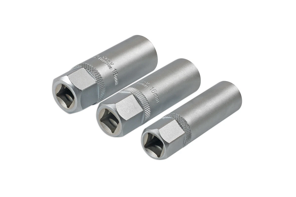 Spark Plug Socket Tool Set 14mm 16mm 18mm 12 Point Double Cut Bi Hex 3 8 Dr LL