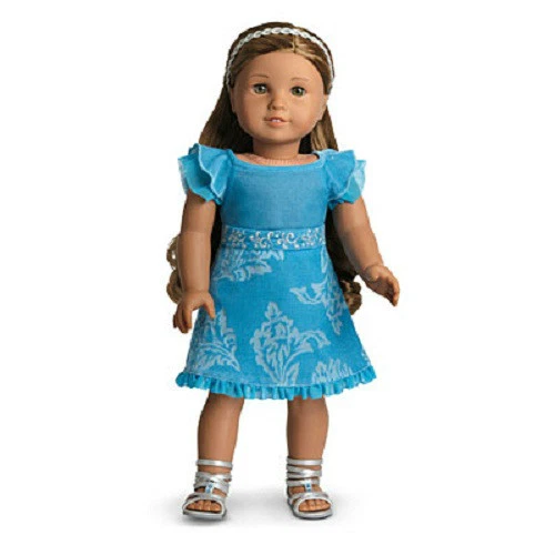 American Girl Kanani BLUE Velveteen PARTY OUTFIT Dress Sandals DOLL NOT included