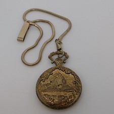 QUINTEL Two-Hand Wind-up Analog Men's Pocket Watch on Chain Doesn't Keeps Time