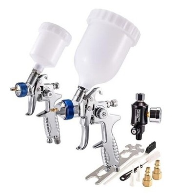 Set of 2 Paint Guns - High Performance HVLP Air Spray Guns - Complete Spraying