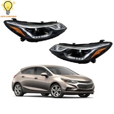 For 2016-2019 Chevy Cruze Headlights Projector Left&Right Halogen/LED DRL Black