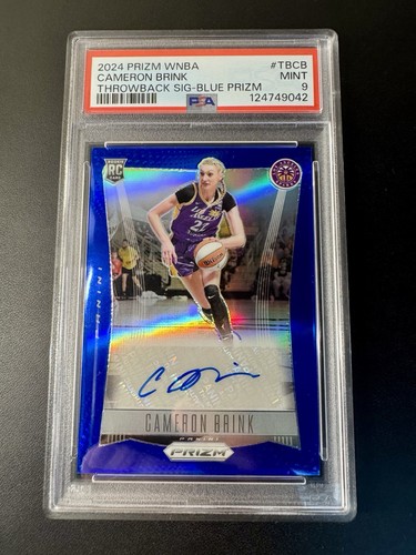 Cameron Brink 2024 Panini WNBA Prizm Blue Throwback Auto Rookie RC /75 PSA 9