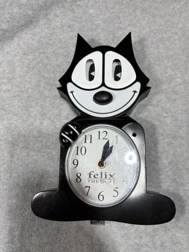 Felix the Cat Hanging Wall Clock Missing Tail & Paw SEE FLAWS