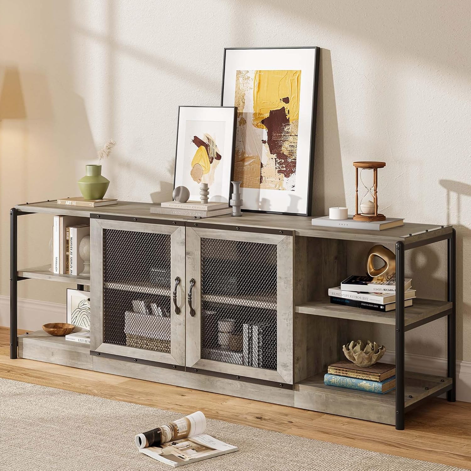For 70/75/80 Inch Tvs Wood Entertainment Center Tv Console
