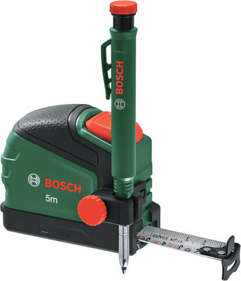 Bosch Maßband 5m Auto-Lock 22mm + Tieflochmarker Bleistift Set